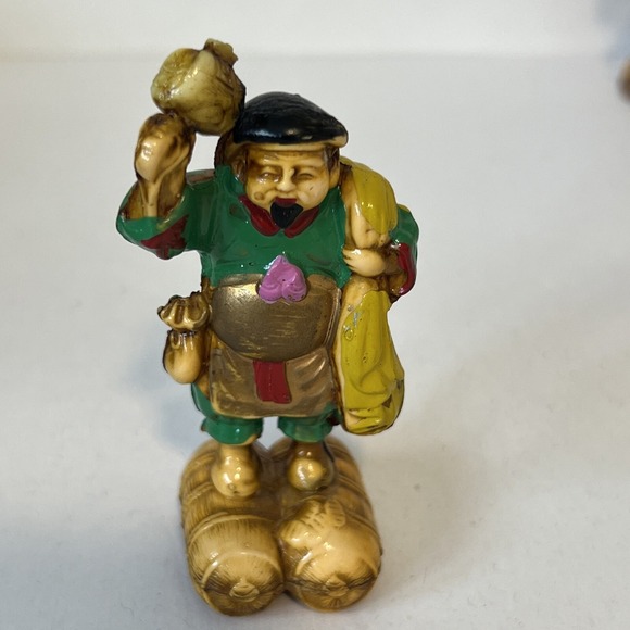 Vintage Japanese Painted Small Celluloid Figures 7 Gods of Good Fortune - Picture 4 of 16